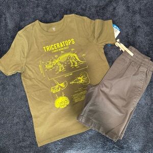 Gap Short Set Graphic Dinosaur Tee Youth 10/12